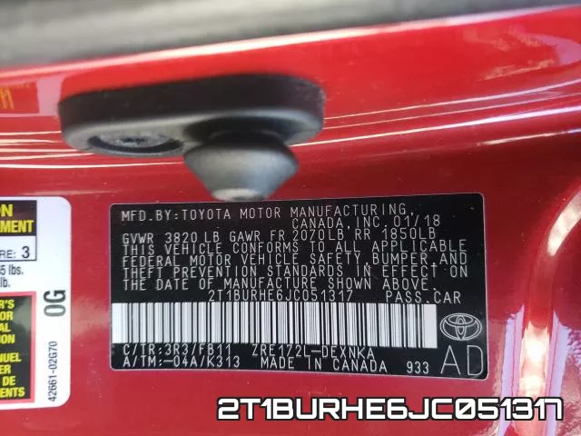2T1BURHE6JC051317 фото 2