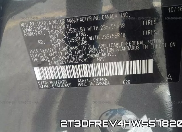 2T3DFREV4HW557820 фото 8