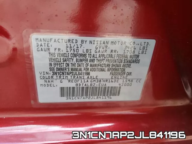 3N1CN7AP2JL841196 фото 2