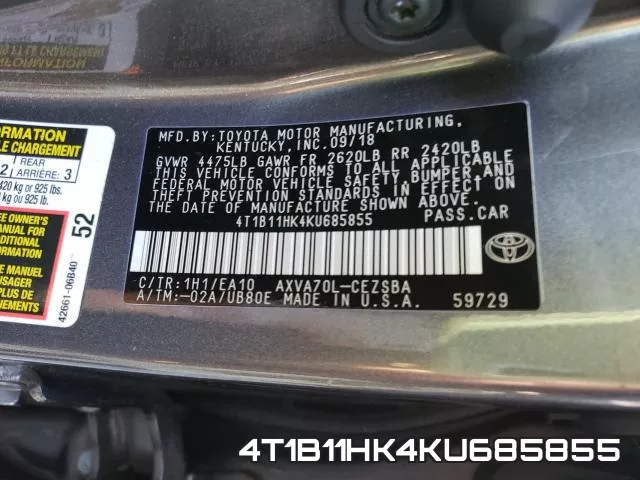 4T1B11HK4KU685855 фото 2