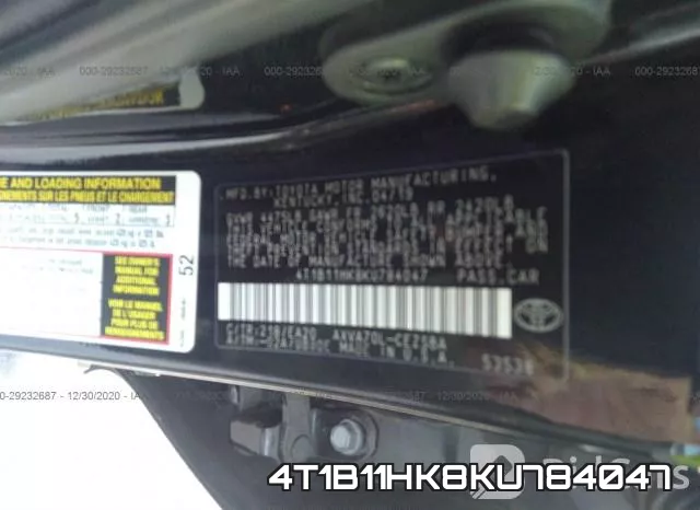 4T1B11HK8KU784047 фото 9