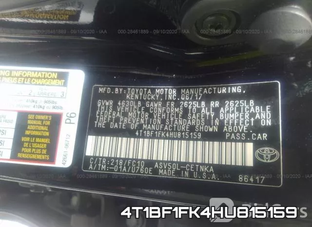 4T1BF1FK4HU815159 фото 10