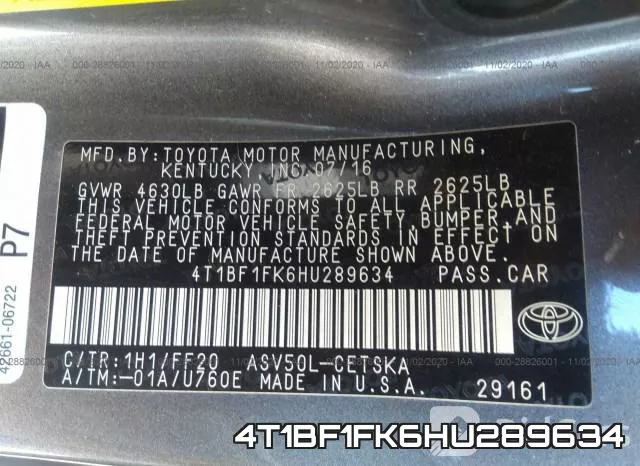 4T1BF1FK6HU289634 фото 10