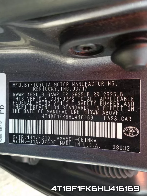4T1BF1FK6HU416169 фото 2