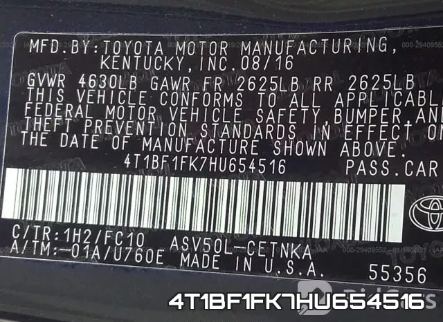 4T1BF1FK7HU654516 фото 10