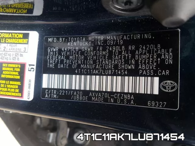 4T1C11AK7LU871454 фото 2