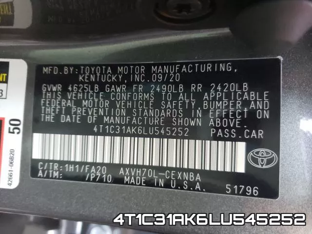 4T1C31AK6LU545252 фото 2
