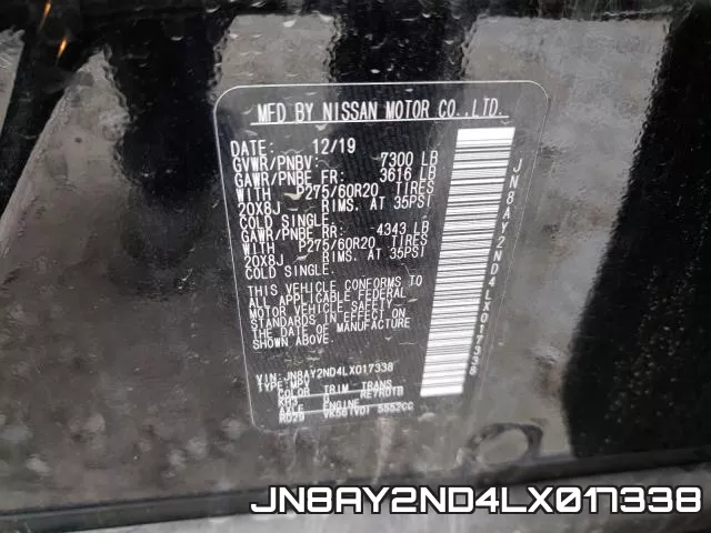 JN8AY2ND4LX017338 фото 2