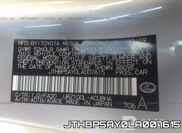 JTHBP5AY0LA007615 фото 10