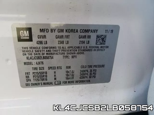 KL4CJCSB2LB058754 фото 2