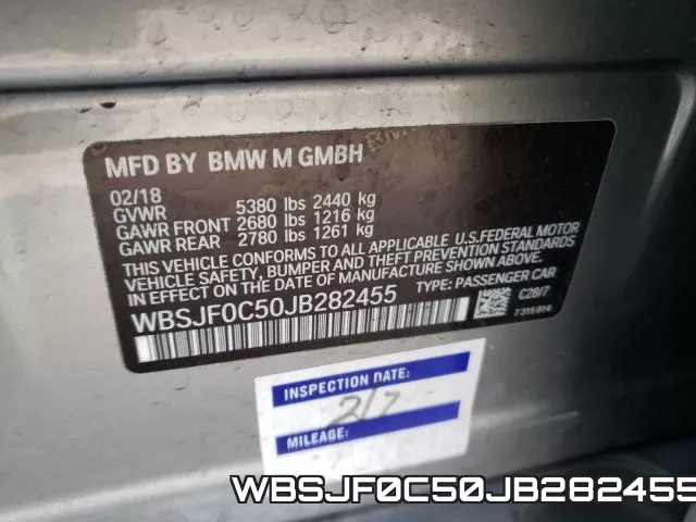 WBSJF0C50JB282455 фото 2