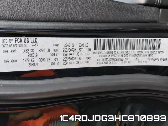 1C4RDJDG3HC870893 фото 2