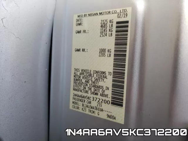 1N4AA6AV5KC372200 фото 2