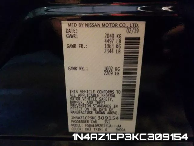 1N4AZ1CP3KC309154 фото 2