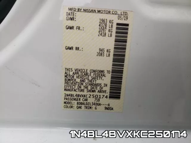 1N4BL4BVXKC250174 фото 2