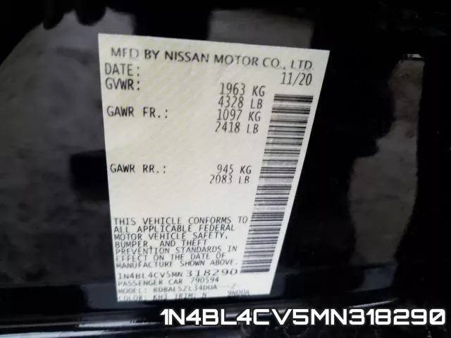 1N4BL4CV5MN318290 фото 2