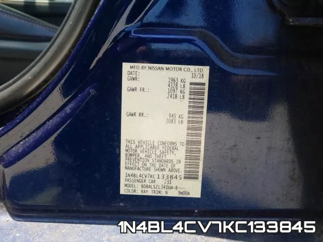 1N4BL4CV7KC133845 фото 2