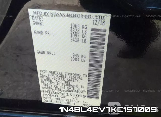 1N4BL4EV7KC157009 фото 10