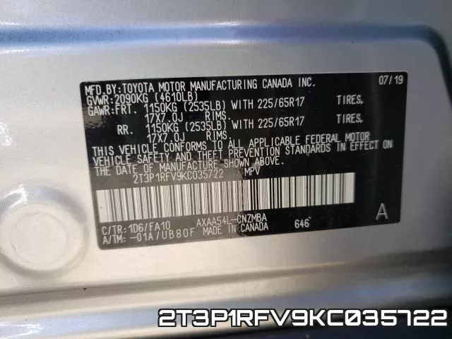 2T3P1RFV9KC035722 фото 2