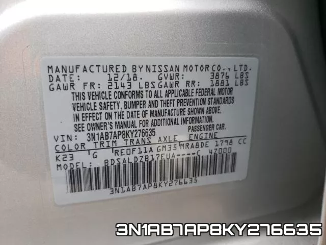 3N1AB7AP8KY276635 фото 2