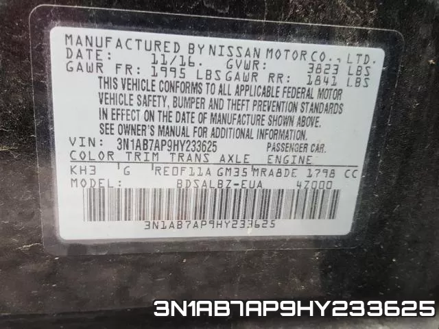 3N1AB7AP9HY233625 фото 2