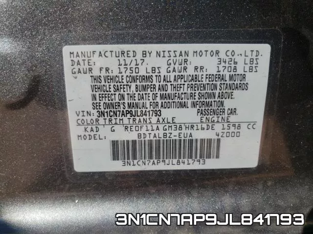 3N1CN7AP9JL841793 фото 2