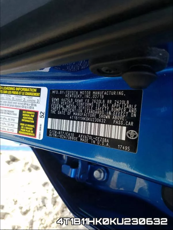 4T1B11HK0KU230632 фото 2