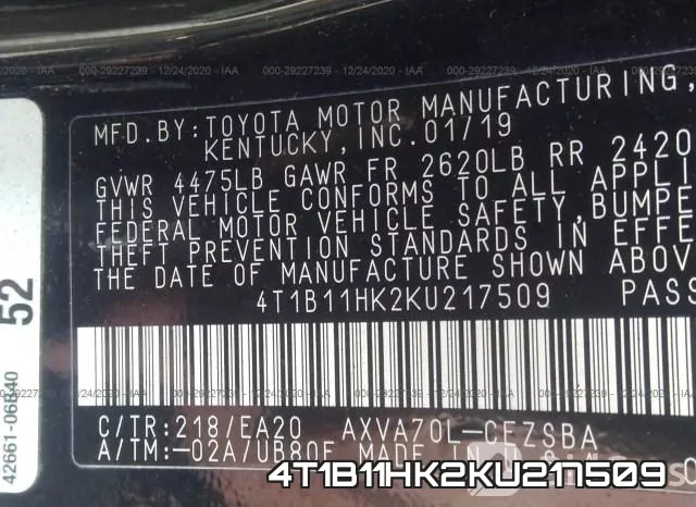 4T1B11HK2KU217509 фото 10
