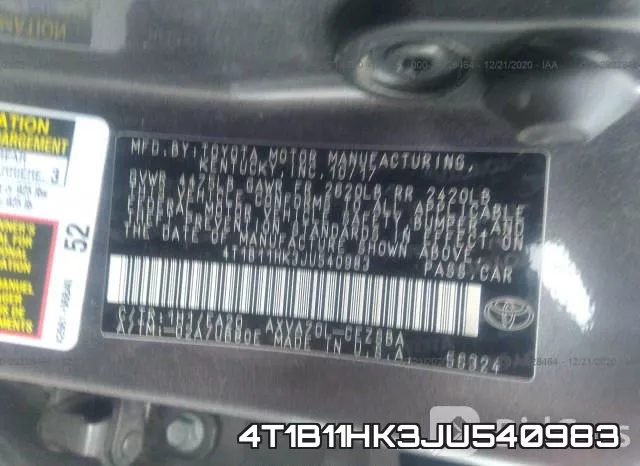 4T1B11HK3JU540983 фото 10