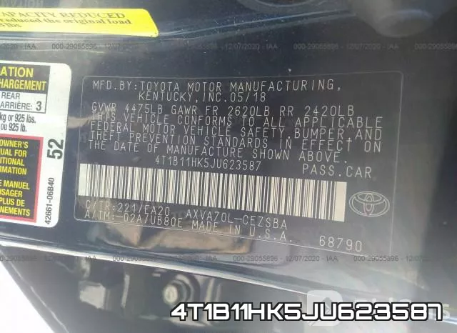 4T1B11HK5JU623587 фото 8