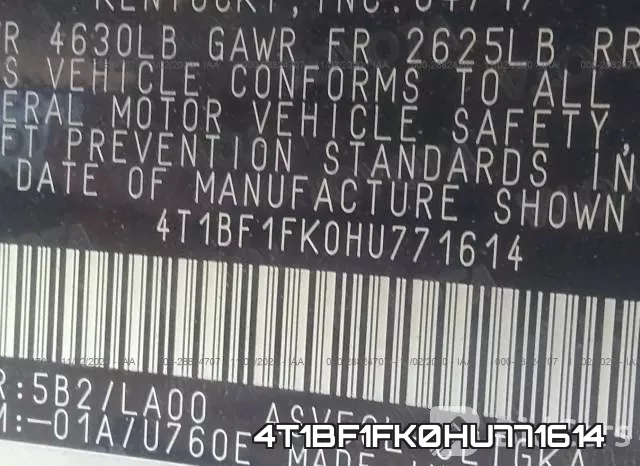 4T1BF1FK0HU771614 фото 10