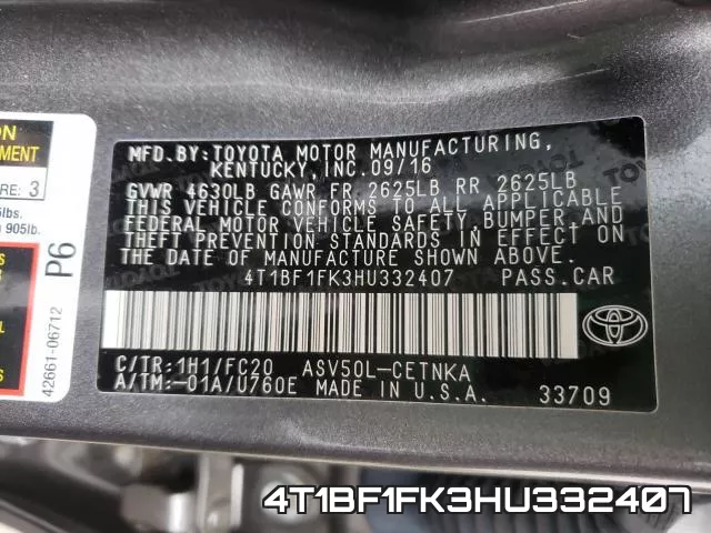 4T1BF1FK3HU332407 фото 2