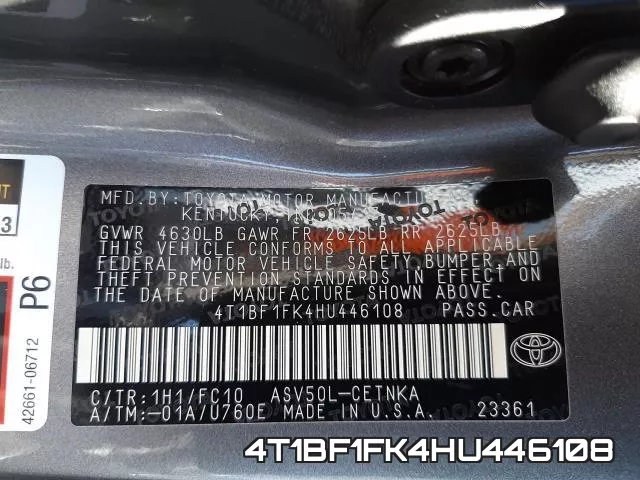 4T1BF1FK4HU446108 фото 2
