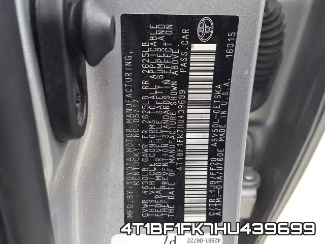 4T1BF1FK7HU439699 фото 2