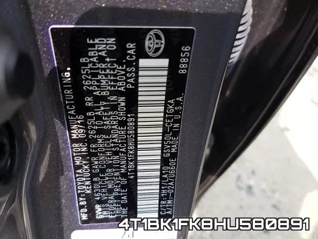 4T1BK1FK8HU580891 фото 2