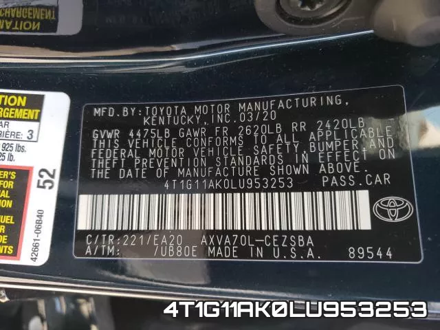 4T1G11AK0LU953253 фото 2