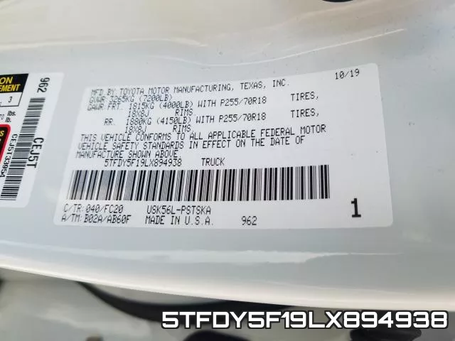 5TFDY5F19LX894938 фото 2