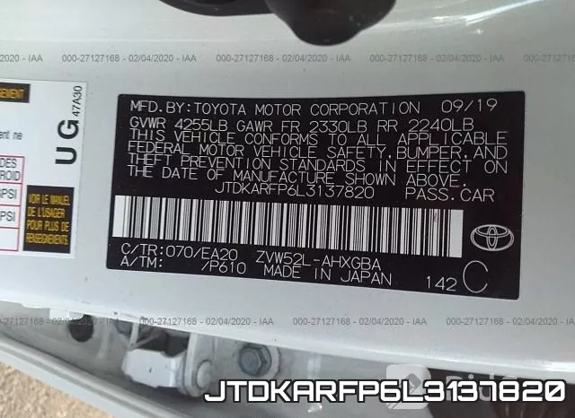 JTDKARFP6L3137820 фото 10