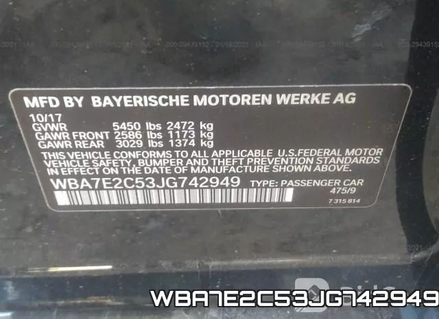 WBA7E2C53JG742949 фото 8