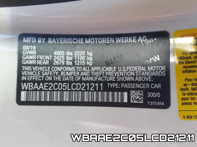 WBAAE2C05LCD21211 фото 2
