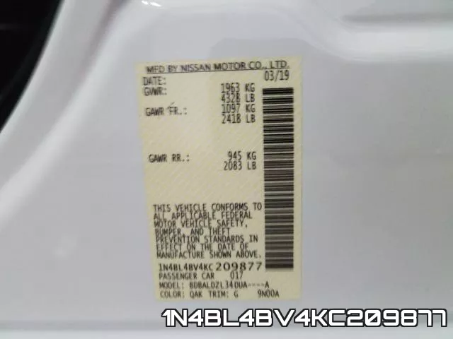 1N4BL4BV4KC209877 фото 2