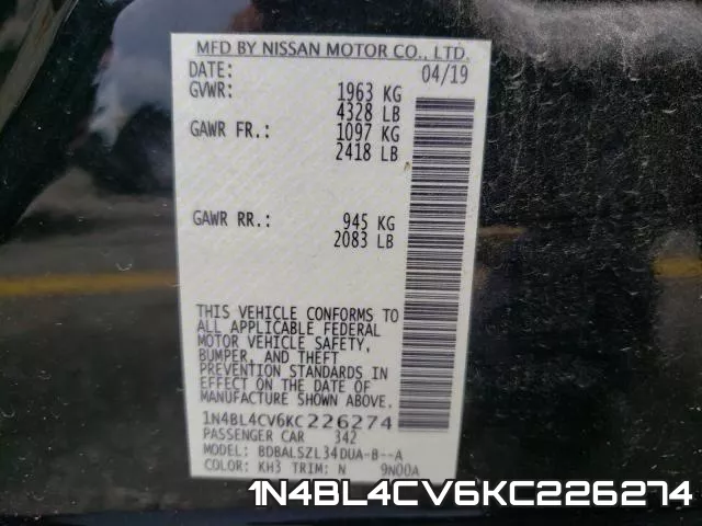 1N4BL4CV6KC226274 фото 2