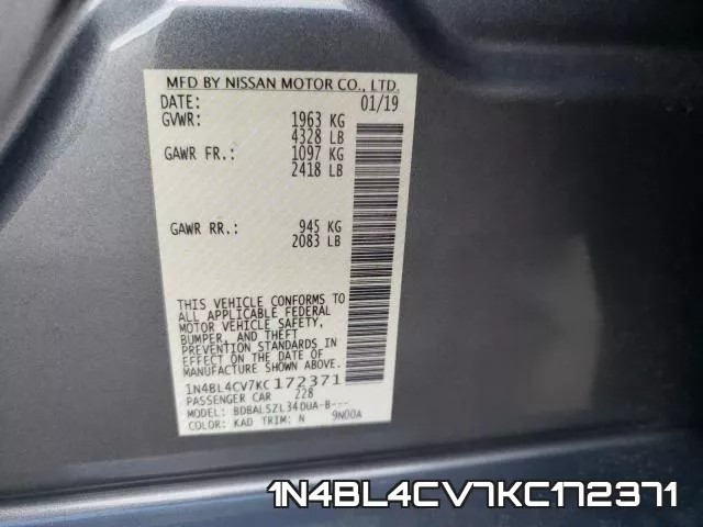 1N4BL4CV7KC172371 фото 2