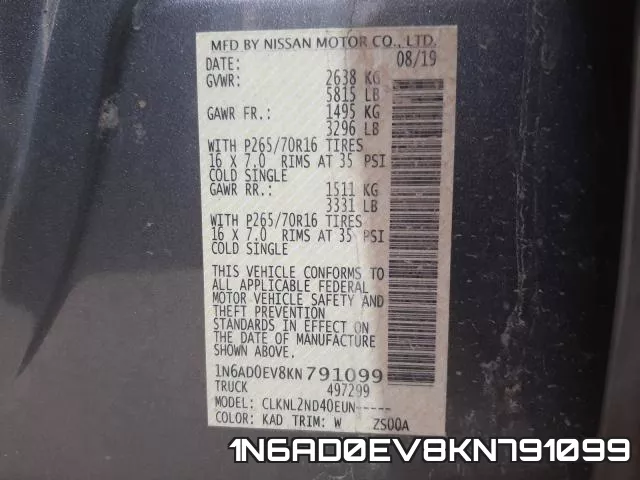 1N6AD0EV8KN791099 фото 2