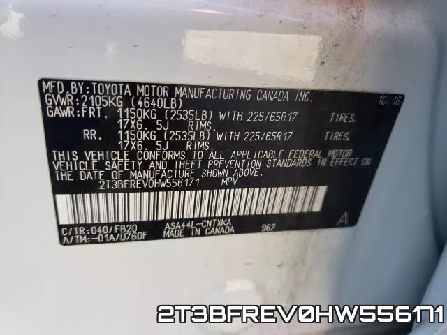 2T3BFREV0HW556171 фото 2