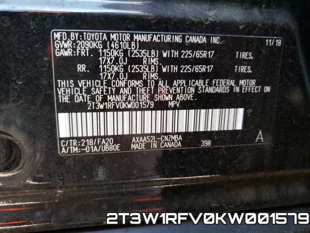 2T3W1RFV0KW001579 фото 2