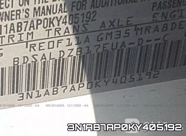 3N1AB7AP0KY405192 фото 10