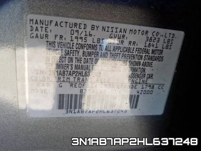 3N1AB7AP2HL637248 фото 2