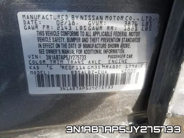 3N1AB7AP5JY275733 фото 2