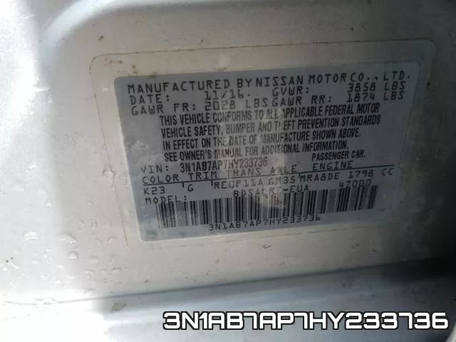 3N1AB7AP7HY233736 фото 2